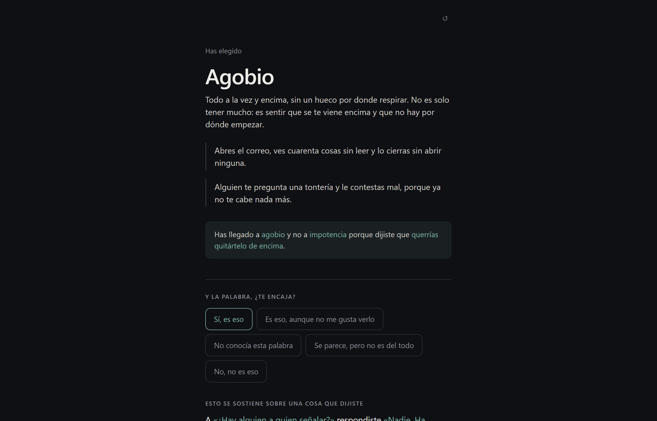 El nombre de la emoción elegida: Agobio
