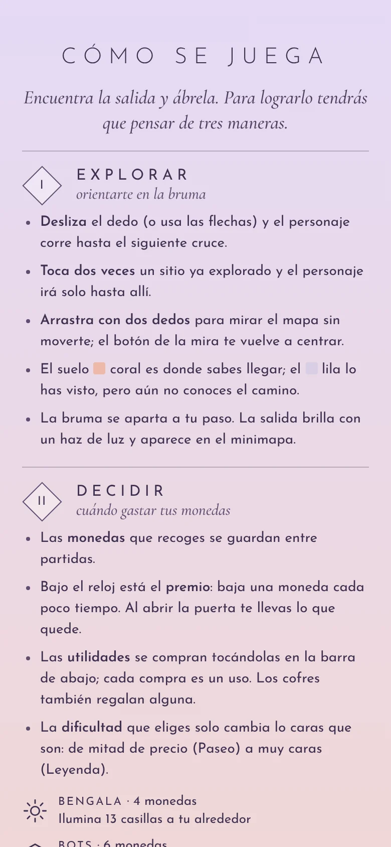 Cómo se juega: explicación de explorar, decidir y deducir